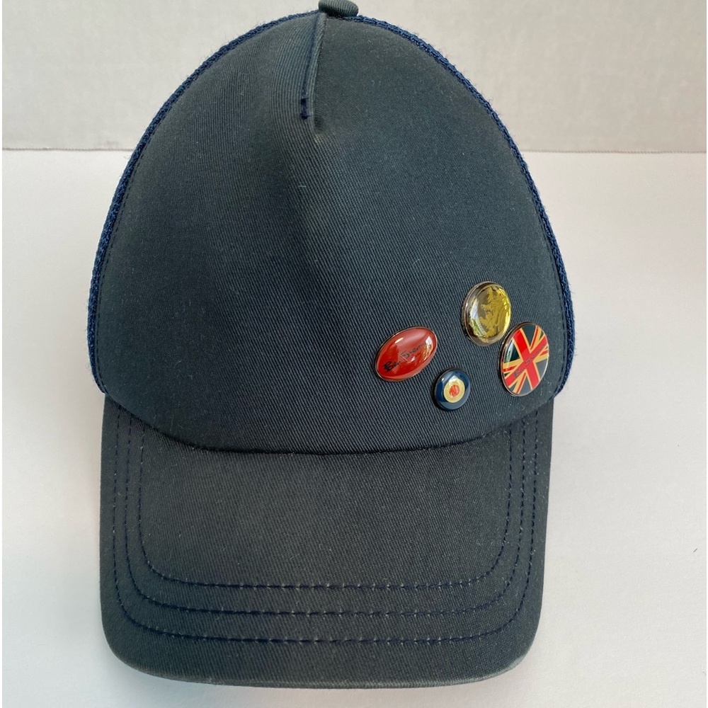 Ben Sherman 100% Cotton Mesh Trucker Cap, Rare British Button Blue, Adjustable